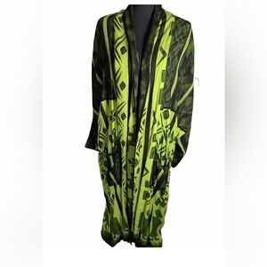 Pegasus Plus Size XXL Green Intricate Boho Pockets Long Kimono Robe Open Unisex